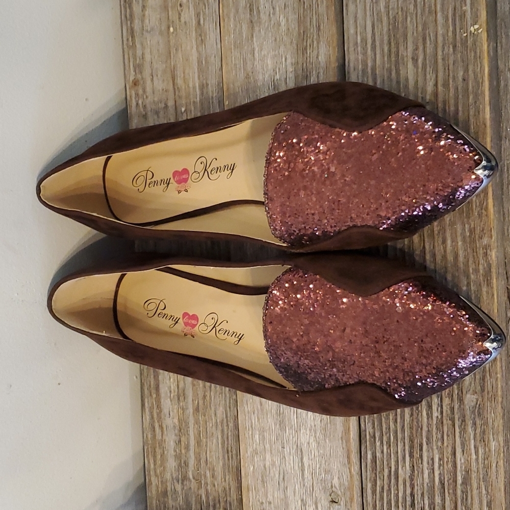 Penny Loves Kenny Brown Suede with Sparkle Flats